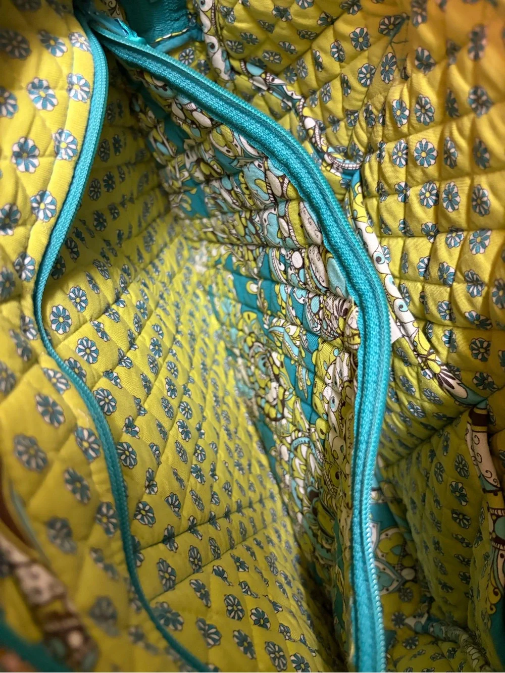 Vera Bradley Turquoise Floral Paisley Quilted Laptop Tote